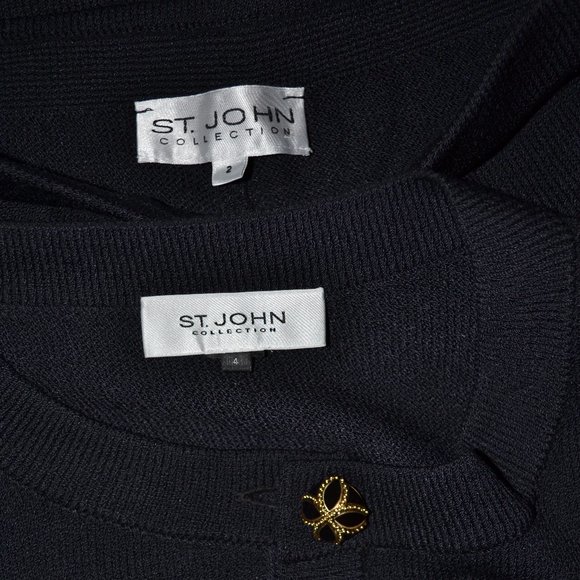 (FABULOUS) ST. JOHN COLLECTION BLACK  FIVE BUTTON JACKET 4 & PANTS 2 Suit - Picture 12 of 12
